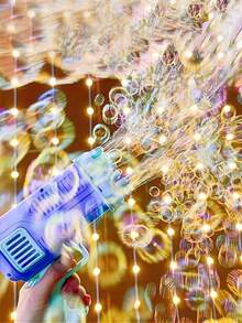 Súng thổi bong bóng 32 lỗ nhiều lỗ, Đồ chơi thổi bong bóng điện tự động một phím cho trẻ em (Không bao gồm pin và dung dịch tạo bong bóng) - Màu be - Xem 7