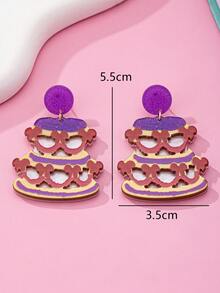 1 Cặp bông tai Acrylic hình bánh in thanh lịch, thích hợp cho phụ nữ đeo vào các ngày lễ và kỷ niệm - bánh ngọt - Xem 3