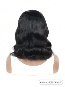 Tóc giả BOB tóc thật ngắn kiểu T Part, uốn xoăn tự nhiên, rẽ ngôi lệch, dài ngang vai, màu tự nhiên, tóc giả boby wave, mật độ 180%, dùng để hóa trang Giáng sinh, làm quà tặng Giáng sinh, thích hợp cho những chuyến du lịch hàng ngày, tụ tập bạn bè, v.v. - Tự nhiên & Đen - Xem 5