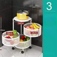 Drehbarer Gemüseständer, freistehender mehrstöckiger runder Korb aus Kohlenstoffstahl für Obst & Gemüse, Küchenregal zur Aufbewahrung