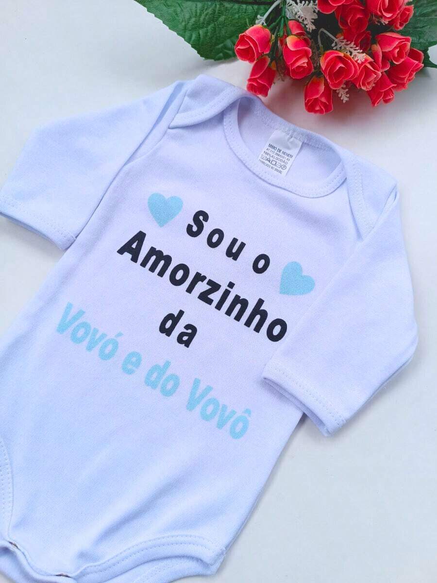 White Long Sleeve Baby Bodysuit With Colorful Phrases - Màu xanh nhạt - Xem 1