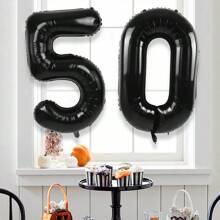 1/2 件黑色 40 英寸巨型数字铝箔气球适用于 16 岁、18 岁、20 岁、21 岁、25 岁、30 岁、40 岁、50 岁、60 岁、70 岁、80 岁生日派对、周年纪念和其他庆祝装饰 - 黑色 - 查看 18