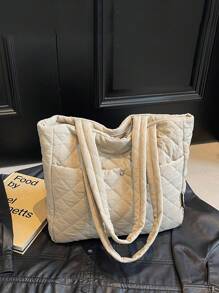 1 pièce Sac fourre-tout matelassé grande capacité mode automne et hiver pour femmes. Sac à bandoulière décontracté idéal pour le travail
