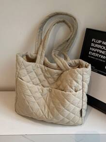 1 pièce Sac fourre-tout matelassé grande capacité mode automne et hiver pour femmes. Sac à bandoulière décontracté idéal pour le travail
