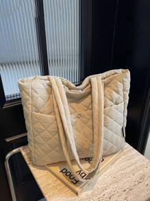 1 pièce Sac fourre-tout matelassé grande capacité mode automne et hiver pour femmes. Sac à bandoulière décontracté idéal pour le travail