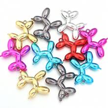 5pcs/Pack Assorted Acrylic Puffy Dog Pendant, Flocked Furry, Solid Color, Electroplated Metal, Jelly, Plated Colorful Puffy Dog Charms For DIY Phone, Key Chain, Necklace, Hair Accessory, Earrings Decoration Accessories