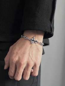 1 pieza Pulsera con cadena con decoración de estrella de moda, apta para uso diario de hombres