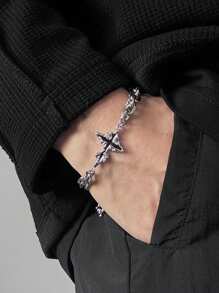 1 pieza Pulsera con cadena con decoración de estrella de moda, apta para uso diario de hombres