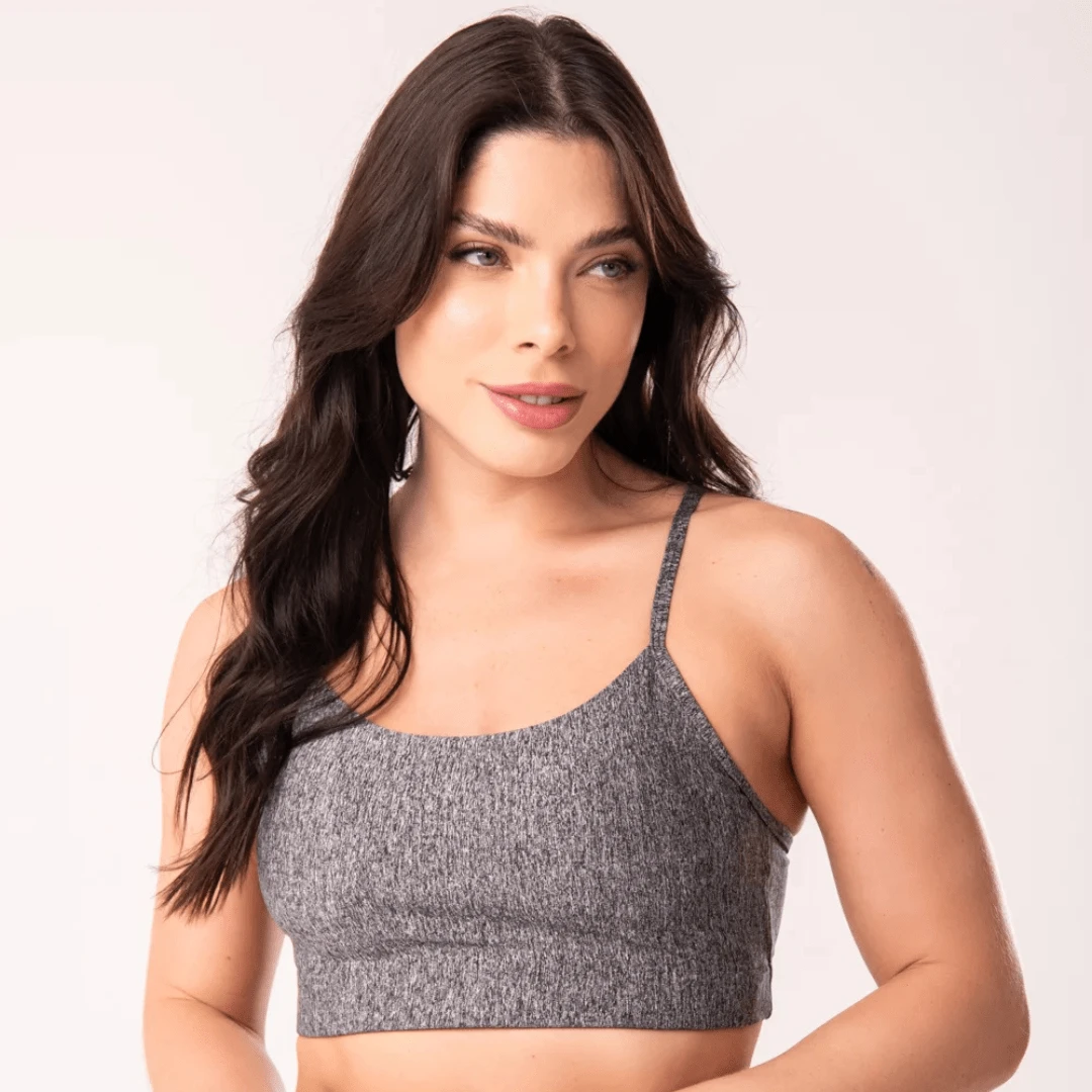 Basic Gym Fitness Top With Straps F7 NEW STYLE - Xám - Xem 1