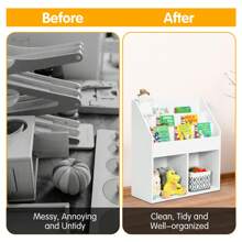 Homasis Kids Wooden Bookshelf Bookcase Children Toy Storage Cabinet Organizer - White - View 9