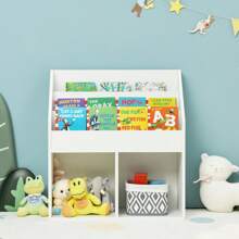 Homasis Kids Wooden Bookshelf Bookcase Children Toy Storage Cabinet Organizer - White - View 2