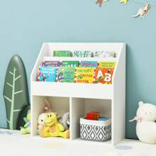 Homasis Kids Wooden Bookshelf Bookcase Children Toy Storage Cabinet Organizer - White - View 3
