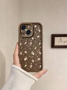 1 Ốp lưng điện thoại chống trầy xước bảo vệ ống kính máy ảnh họa tiết hoa nhỏ tối giản màu nâu tương thích với Apple///Redmi/Infinix/Vivo chống nước, chống sốc, chống rơi - màu nâu - Xem 8