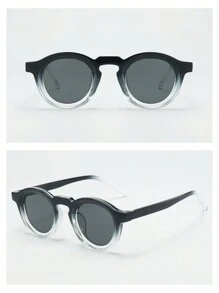 1 pieza Gafas con montura redonda y minimalista de moda, unisex (apropiadas para conducir, viajar, vacaciones, uso casual, actividades al aire libre, uso diario) para verano, playa, vacaciones, exterior, viajes