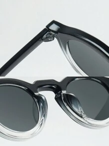 1 pieza Gafas con montura redonda y minimalista de moda, unisex (apropiadas para conducir, viajar, vacaciones, uso casual, actividades al aire libre, uso diario) para verano, playa, vacaciones, exterior, viajes