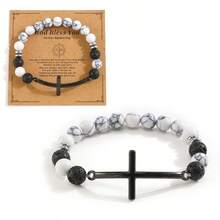 1 chiếc vòng tay đính hạt và thánh giá bằng đồng thau bán quý mới dành cho nam, trang sức thủ công kèm thiệp, quà tặng ngày lễ Giáng sinh, năm mới, ngày lễ tình nhân - đi qua - Xem 11