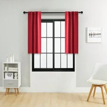 4 pièces/1 pièce/2 pièces Jeu de panneaux de rideaux occultants, disponible en plusieurs tailles, style avec sangle/style avec poche pour tringle/style pince, rideaux de couleur unie isolés thermiques assombrissant la pièce pour le salon, le bureau, la chambre à coucher, taille courte disponible pour les rideaux de cuisine, rouge - Rouge - Voir 25