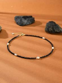 1 chiếc vòng cổ choker bằng pha lê tự nhiên và ngọc trai mạ vàng 18K dành cho nữ - Nhiều màu - Xem 6