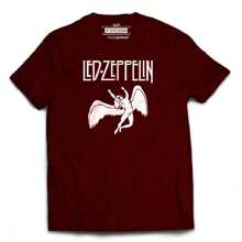 T-Shirt Shirt Zeppelin Logo Angel Rock Band Jimmy Page - 酒紅色 - 查看 1