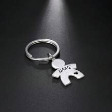 个性化婴儿钥匙扣 可爱钥匙圈 适合男孩女孩 儿童形状 不锈钢钥匙链 可定制名字 趣味礼物 - 彩色 - 查看 2