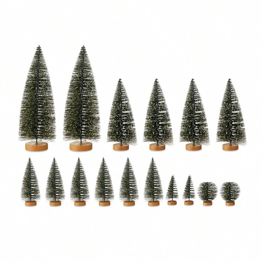 16Piece Flocked Green Christmas Village Tree Set SHEIN USA