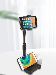 Giá đỡ điện thoại di động để bàn, có thể điều chỉnh chiều cao và chiều rộng, di động để phát trực tiếp, quay video, xem TV, giá đỡ điện thoại có thể thu vào cho văn phòng - màu đen - Xem 2