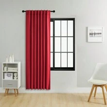 4 pièces/1 pièce/2 pièces Jeu de panneaux de rideaux occultants, disponible en plusieurs tailles, style avec sangle/style avec poche pour tringle/style pince, rideaux de couleur unie isolés thermiques assombrissant la pièce pour le salon, le bureau, la chambre à coucher, taille courte disponible pour les rideaux de cuisine, rouge - Rouge - Voir 27