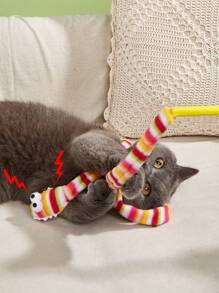 1pc Pet Rainbow Snake Bell Teaser Wand, Suitable For Cats - Multicolor - View 1