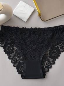 5pcs/Pack Plus Size Women's Contrast Lace Briefs - Multicolor - View 4