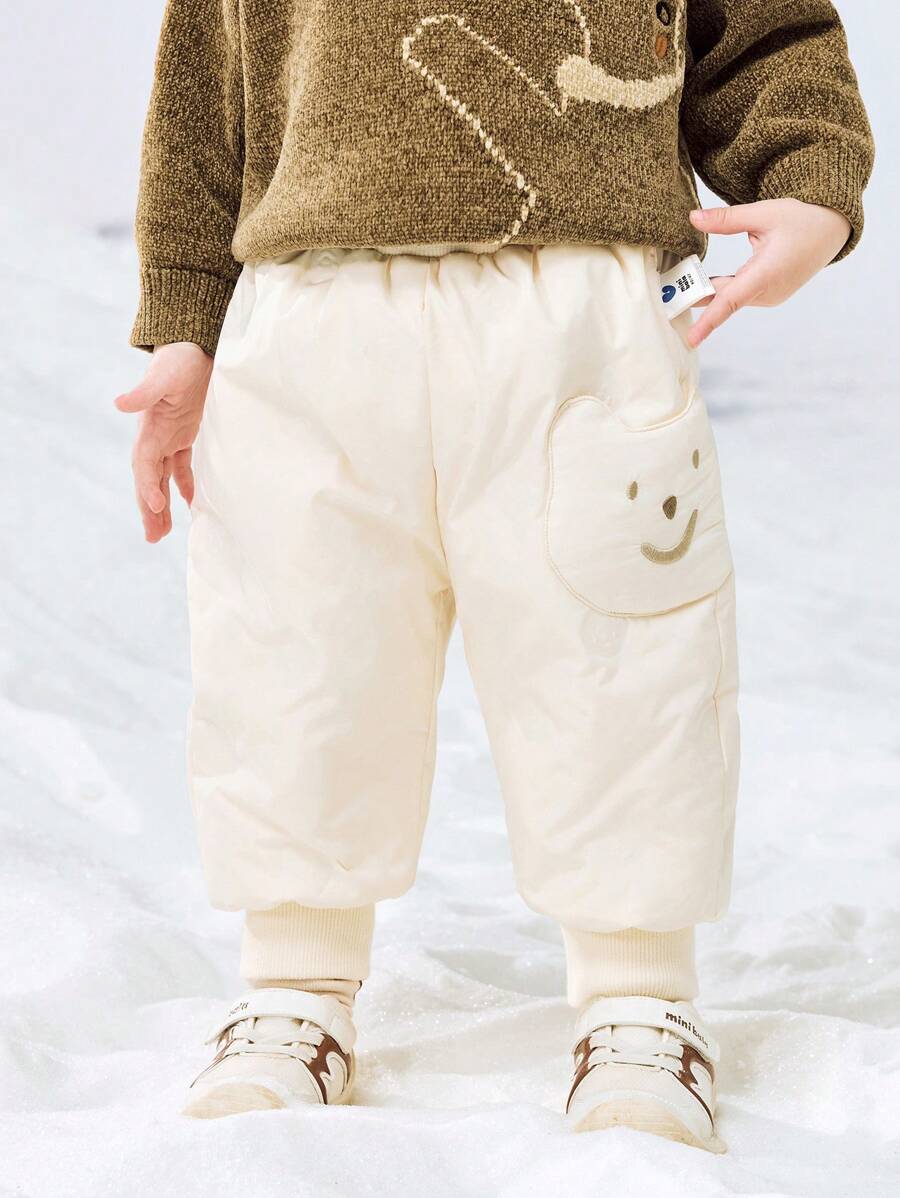 mini bala 男孩和女孩可爱柔软舒适冬裤 - 白色 - 查看 1