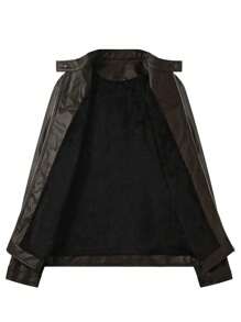 Men's PU Leather Jacket, Autumn/Winter, Thermal Lined, Thickened, Retro Motorcycle Coat