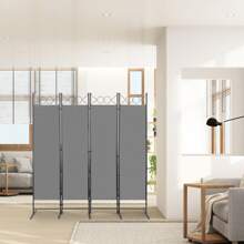 5.74FT 4-Fold Top With Shape 130g Polyester Cloth Plastic Feet Carbon Steel Frame Foldable Screen Gray - Grey - View 4