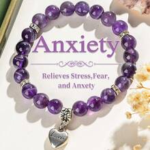 Vòng tay phụ kiện tình yêu thạch anh tím Đá quý Quà tặng truyền cảm hứng Vòng tay cho phụ nữ Vòng tay đá tự nhiên chữa bệnh Ngày lễ tình nhân, Mẹ, Mẹ, Ngày của Mẹ, Quà tặng - Màu tím - Xem 2