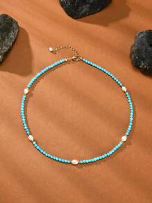 1 chiếc vòng cổ choker bằng pha lê tự nhiên và ngọc trai mạ vàng 18K dành cho nữ - Nhiều màu - Xem 17