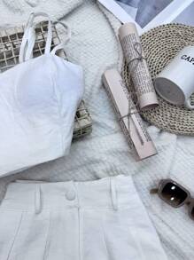 Tailored Set Of Cropped Top With Cups + Shorts - trắng - Xem 4