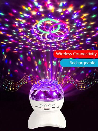 1 pezzo Luce a palla di cristallo LED senza fili a 7 colori, lampada a proiezione colorata rotante per KTV, luce ricaricabile, altoparlante esterno, luci per palcoscenico natalizio, luci per palla da discoteca per feste a casa