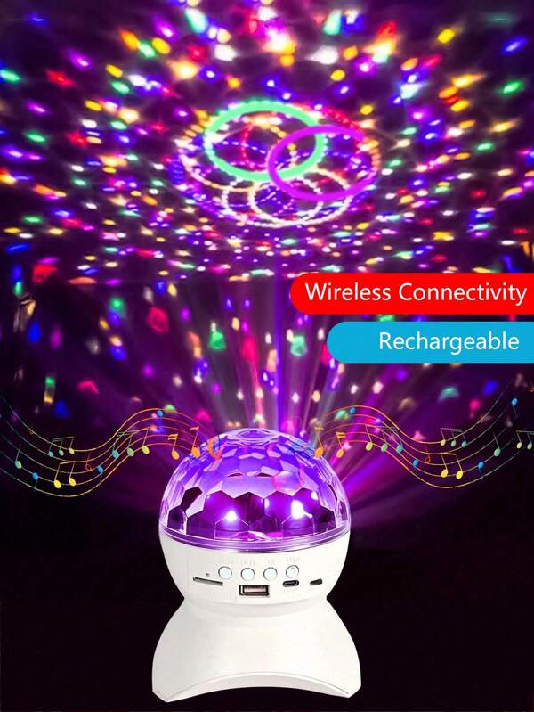 1pc LED Wireless 7-Color Lights, KTV Colorful Rotating Projection Lamp, Rechargeable Crystal Ball Lights, Outdoor Speaker Christmas Stage Lights, Disco Ball Home Party Lights