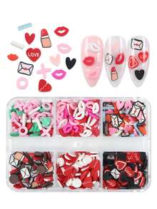 Ngày lễ tình nhân Nghệ thuật làm móng tay Bùa yêu dễ thương Son môi Trái tim Lát đất sét mềm Phụ kiện làm móng tay DIY Thiết kế móng tay lãng mạn - Nhiều màu - Xem 2