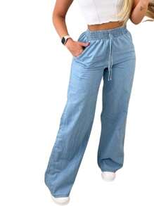 Women Jeans - 淺色水洗藍 - 查看 4