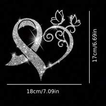1pc Heart-Shaped Butterfly Glitter Vinyl Sticker, Self-Adhesive Shiny Car Door/Window/Bumper Sticker, Fashionable Motorcycle/Truck/Laptop/Luggage Decal, Disposable, Heart Pattern, Glitter Decor - one-size - View 6