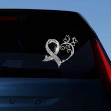 1pc Heart-Shaped Butterfly Glitter Vinyl Sticker, Self-Adhesive Shiny Car Door/Window/Bumper Sticker, Fashionable Motorcycle/Truck/Laptop/Luggage Decal, Disposable, Heart Pattern, Glitter Decor - one-size - View 4