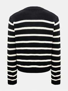 Cárdigan de punto de ajuste holgado y de un solo botonadura en estilo vintage con contraste de color, versátil para otoño/invierno