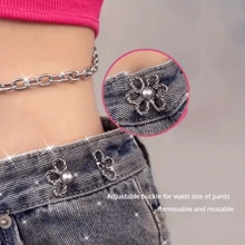 1/2/4 pares de hebillas de cintura con diseño floral, ajustadores de cintura para faldas y pantalones vaqueros - Hebillas desmontables para ajustar el tamaño de la cintura de pantalones y faldas sin necesidad de coser, herramienta perfecta para ajustar la cintura