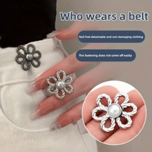 1/2/4 pares de hebillas de cintura con diseño floral, ajustadores de cintura para faldas y pantalones vaqueros - Hebillas desmontables para ajustar el tamaño de la cintura de pantalones y faldas sin necesidad de coser, herramienta perfecta para ajustar la cintura