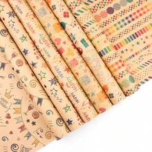 6 Sheets Of Christmas Wrapping Paper+2 Rope+1 Tape+1 Sticker - Christmas Gift Box Birthday Party Decoration Wrapping Paper Roll - Musical Note Kraft Paper Valentine's Day Birthday Gift Wrapping Holiday Gift Wrapping Paper