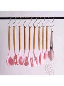 Silicone Spoons Set With Wooden Handle 12 Pieces Kitchen Utensils - 套件6 - 查看 4