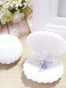 1 علبة مجوهرات ذات شكل قوقعة مناسبة لتخزين الأقراط، علبة مجوهرات جميلة وشخصية، علبة تغليف مجوهرات موضة، علبة اكسسوارات الأقراط - متعدد الألوان - مشاهدة 6