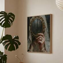 1pc,Mirror Reverie Medieval Woman Wall Art,Victorian Era Vibrant And Stylish Bachelorette Party Decor Room,Western University College Style Aesthetic,Vintage Poster Printing, Minimalism Canvas Painting, Suitable For Home Decoration, Bar,Cafe, Patio,Birthday Gift,Living Room, Bedroom, Living Room, Home Office, Bathroom Decoration, Wall Decoration20*28 Inch, Unframed Gifts Graduation