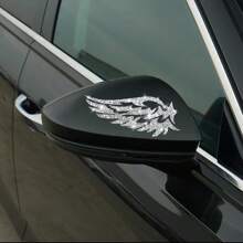 2pcs Sparkling Angel Wings Rearview Mirror Stickers - Durable, Waterproof, And Easy-To-Apply Decorative Accessories For Cars, Motorcycles, Laptops, And More - Add A Touch Of Cute Your Vehicle Or Device
