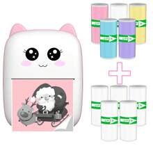 Impresora térmica mini, impresora inalámbrica de bolsillo con 10 rollos de papel, impresora térmica mini para notas, fotos, etiquetas, recibos, impresora de bolsillo compatible con iPhone, Android - Talla única - Ver 11